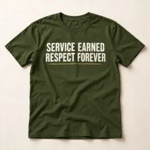 Service Earned Respect Forever — Military Green variant — AI product mockup