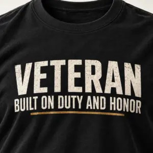Veteran Built on Duty and Honor — detail view — AI product mockup