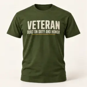 Veteran Built on Duty and Honor — Military Green variant — AI product mockup