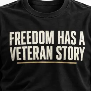 Freedom Has a Veteran Story — detail view — AI product mockup