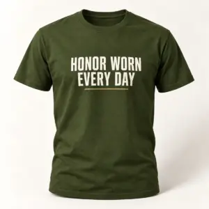 Honor Worn Every Day — Military Green variant — AI product mockup