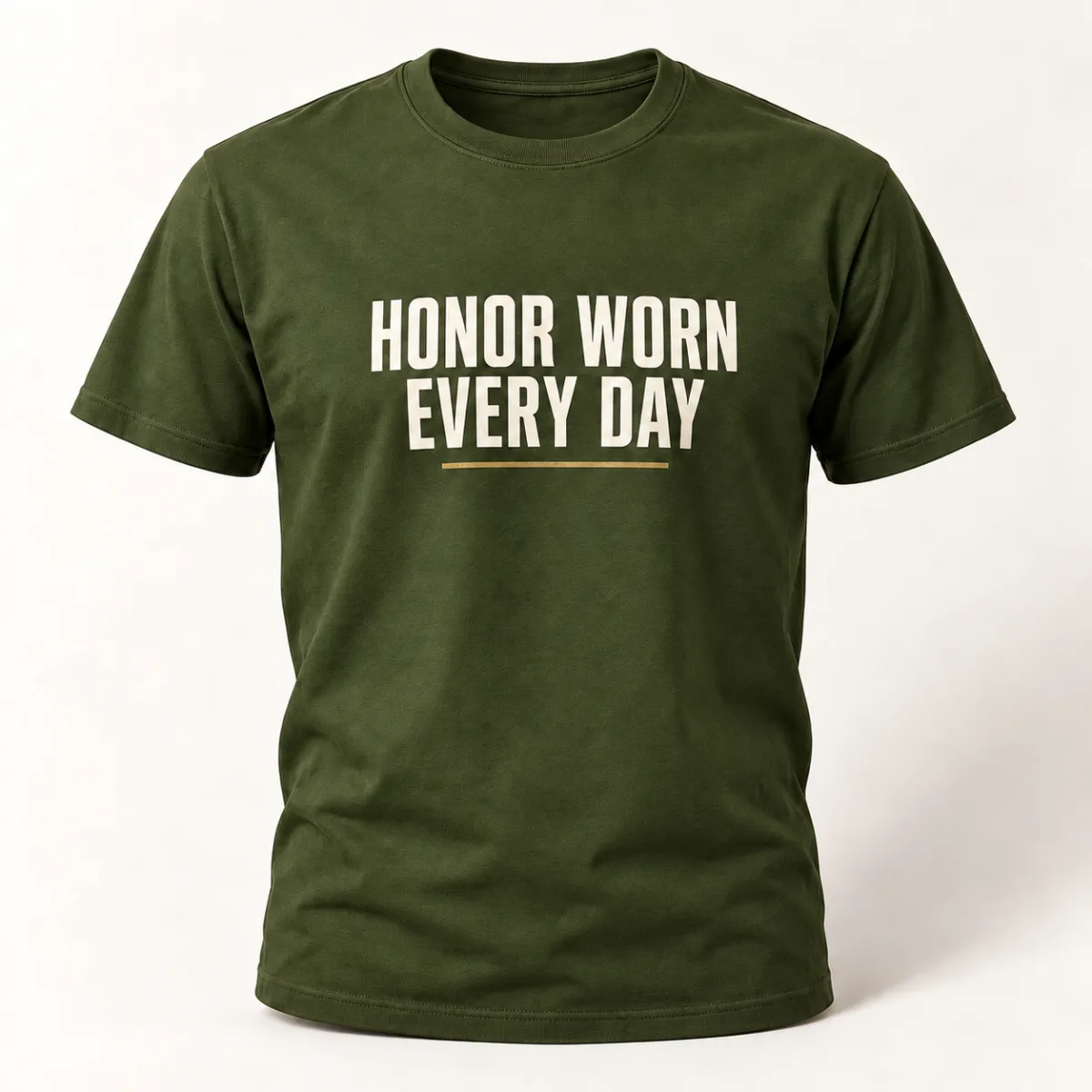 Honor Worn Every Day — Military Green variant — AI product mockup