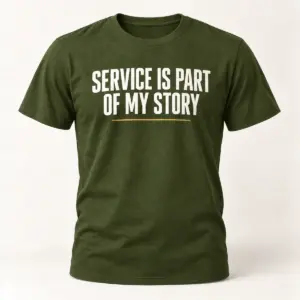 Service Is Part of My Story — Military Green variant — AI product mockup