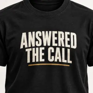 Answered the Call Veteran Tee — detail view — AI product mockup
