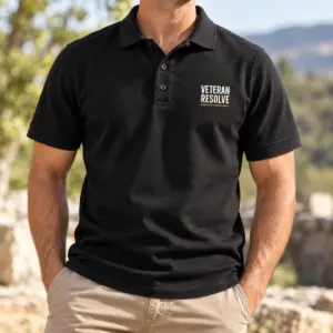 Veteran Resolve Reunion Polo — lifestyle view — AI product mockup