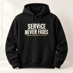 Service Never Fades Veteran Hoodie — main view — AI product mockup