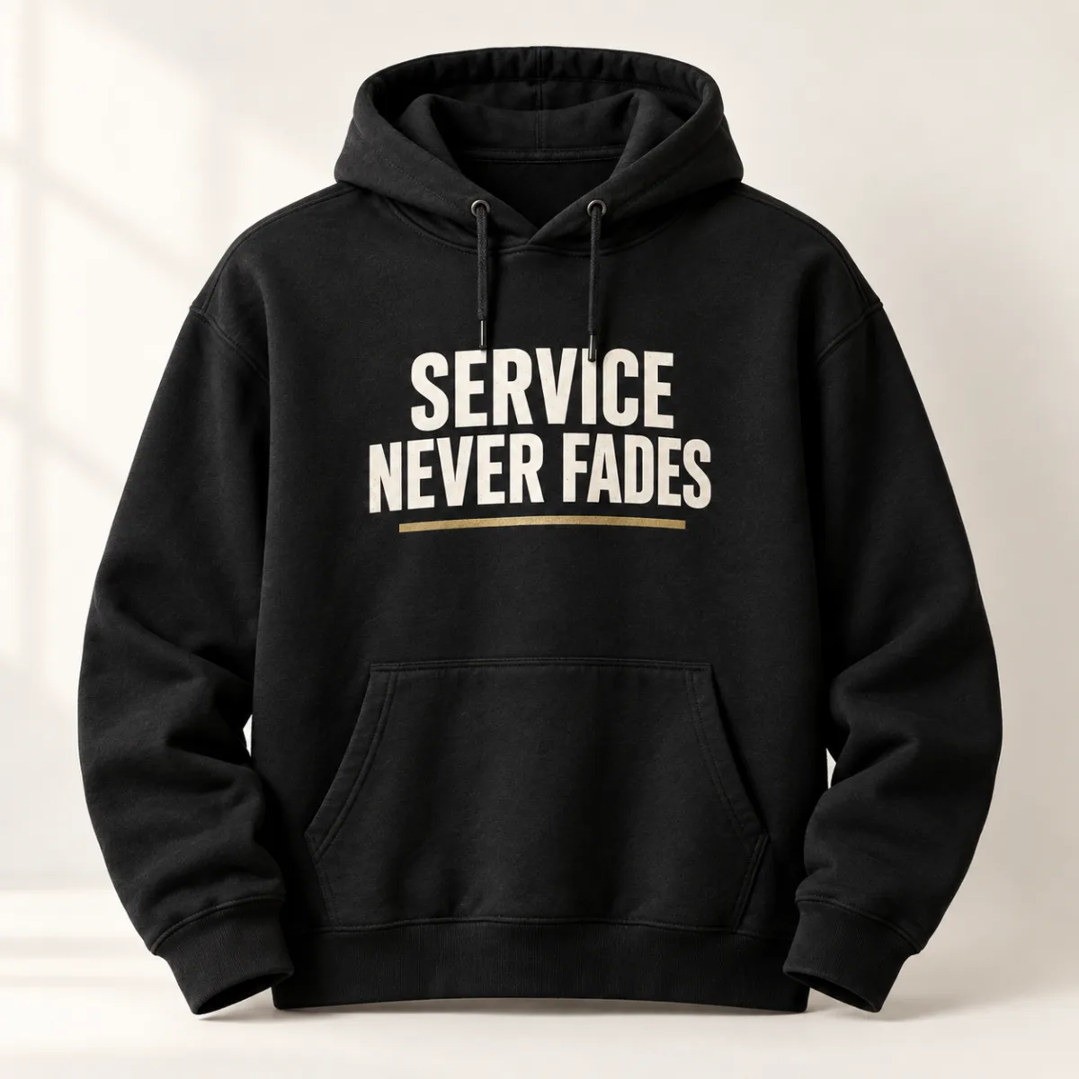 Service Never Fades Veteran Hoodie — main view — AI product mockup