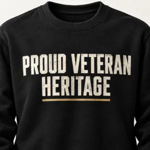 Proud Veteran Heritage Sweatshirt — detail view — AI product mockup
