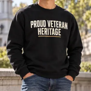 Proud Veteran Heritage Sweatshirt — lifestyle view — AI product mockup