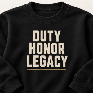 Duty Honor Legacy Sweatshirt — detail view — AI product mockup