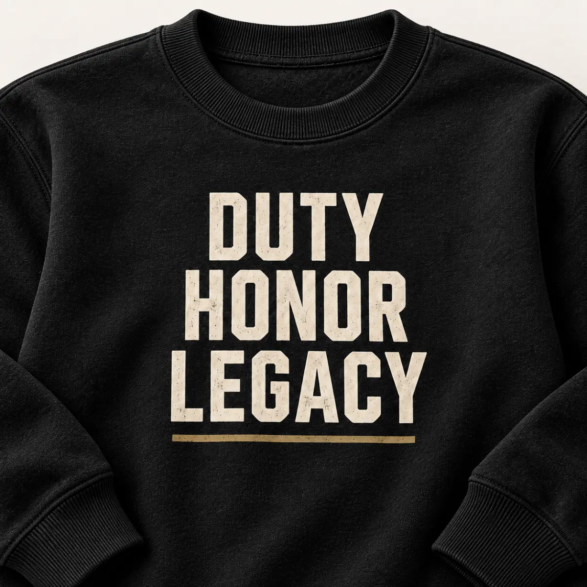 Duty Honor Legacy Sweatshirt — detail view — AI product mockup