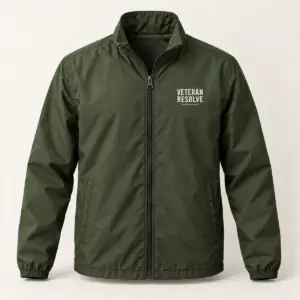 Veteran Resolve Everyday Jacket — Military Green variant — AI product mockup