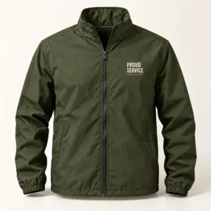 Proud Service Lightweight Jacket — Military Green variant — AI product mockup