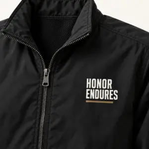 Honor Endures Veteran Jacket — detail view — AI product mockup