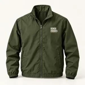 Honor Endures Veteran Jacket — Military Green variant — AI product mockup