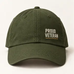 Proud Veteran Everyday Cap — Military Green variant — AI product mockup