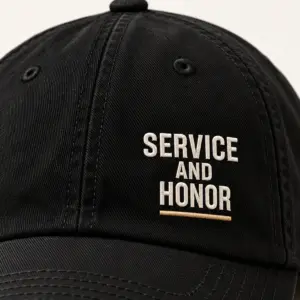 Service and Honor Veteran Cap — detail view — AI product mockup