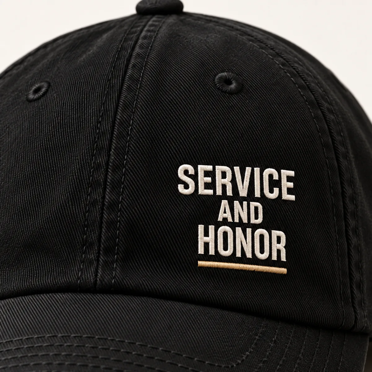 Service and Honor Veteran Cap — detail view — AI product mockup