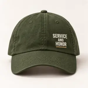 Service and Honor Veteran Cap — Military Green variant — AI product mockup