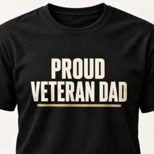 Proud Veteran Dad Family Tee — detail view — AI product mockup