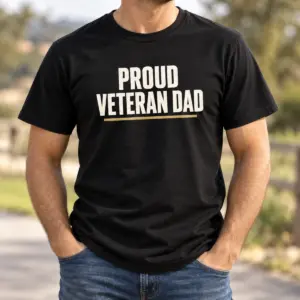 Proud Veteran Dad Family Tee — lifestyle view — AI product mockup