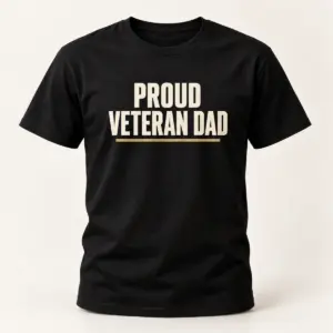 Proud Veteran Dad Family Tee — main view — AI product mockup