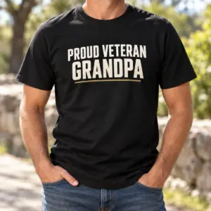 Proud Veteran Grandpa Family Tee — lifestyle view — AI product mockup