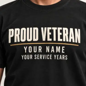 Personalized Veteran Name and Years Tee — detail view — AI product mockup