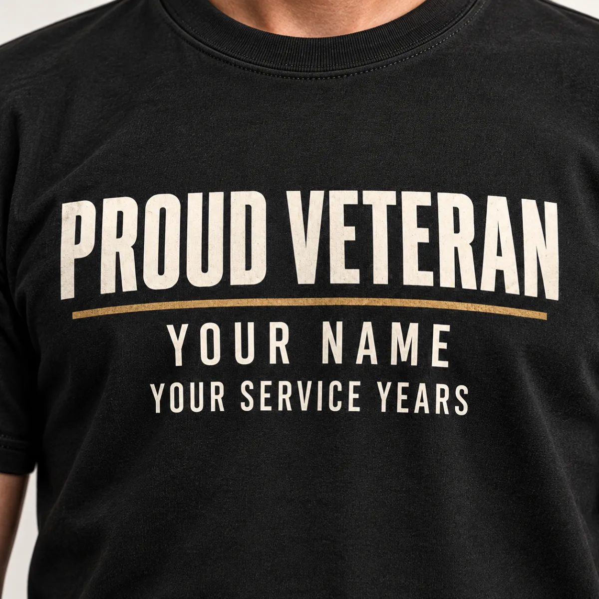 Personalized Veteran Name and Years Tee — detail view — AI product mockup