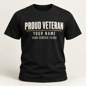 Personalized Veteran Name and Years Tee — main view — AI product mockup