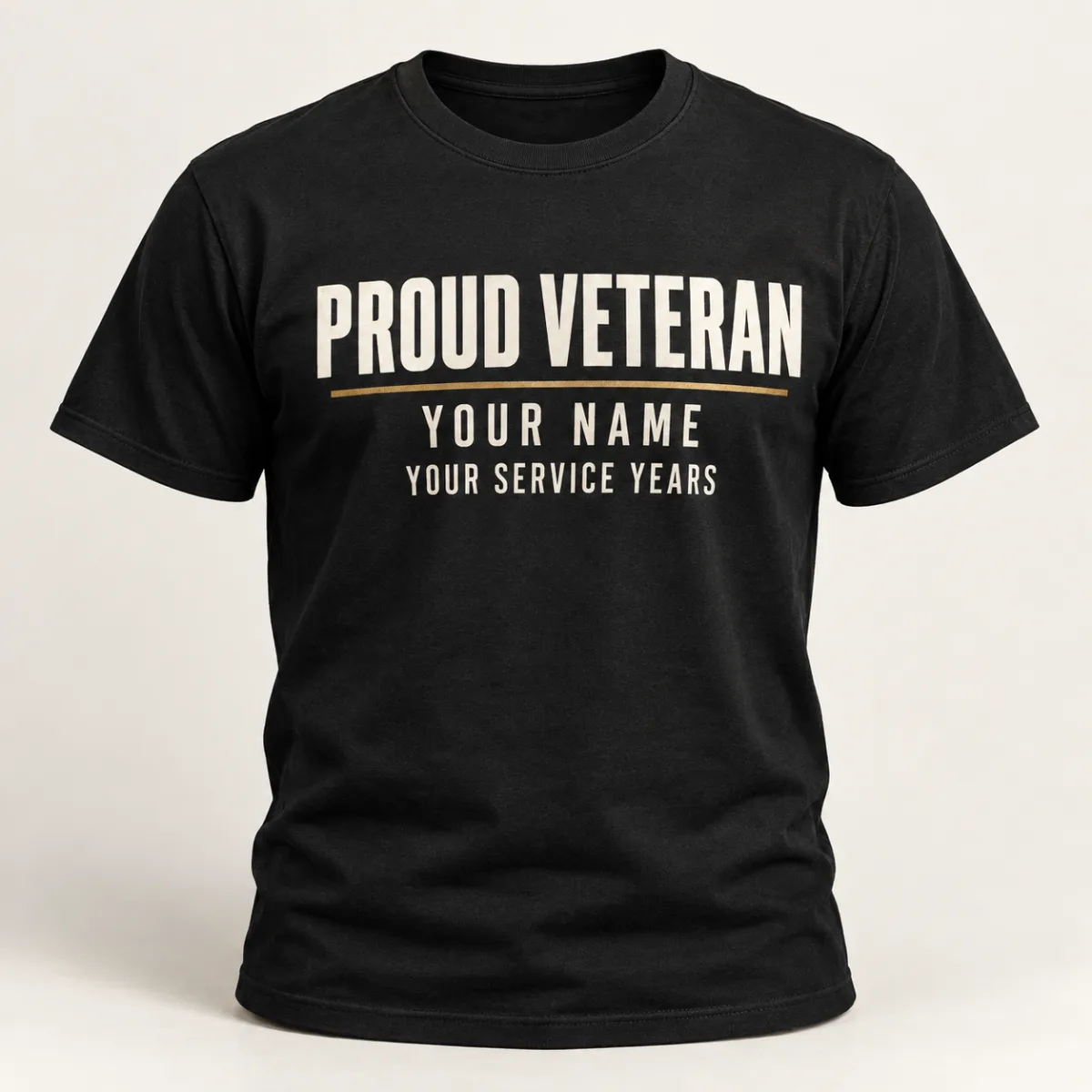 Personalized Veteran Name and Years Tee — main view — AI product mockup
